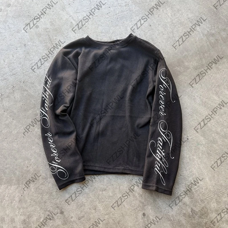 تي شيرت هيب هوب Y2k بأكمام طويلة ورقبة دائرية Harajuku مطبوع عليه حروف فاسق شارع العليا وأكمام طويلة تي شيرت موضة روك قوطي ملابس فريدة من نوعها #2