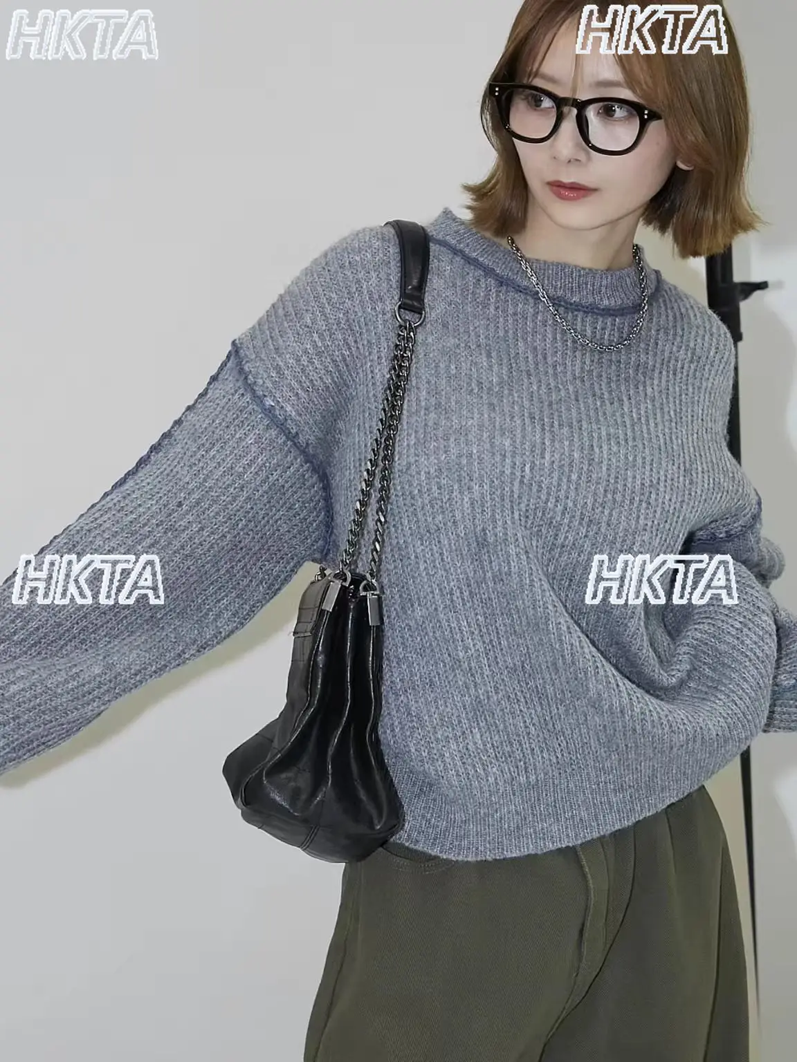 

Sweet Fashion 2026 Autumn Winter New Three Dimensional Rope Pullover Loose Casual Crew Neck Long Sleeved Knitted Sweater Women