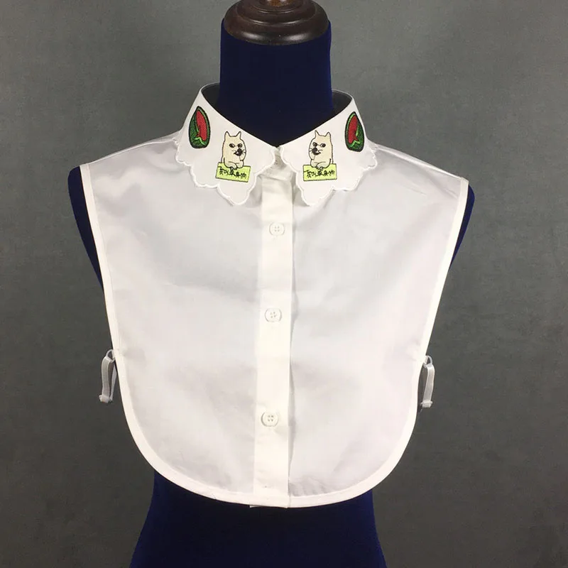 Cute Embroidery Fake Collar Shirt women White False Collars Woman Detachable Collar For Sweater Removable Tie Half Shirt