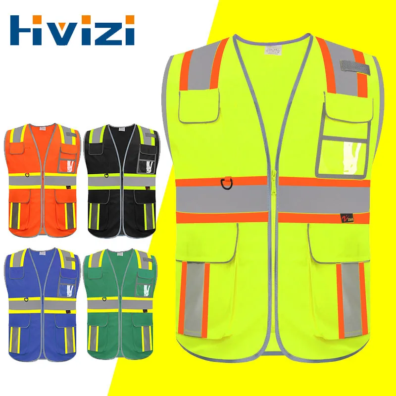 

Work Vest Reflective with Tool Pockets Two Tone Hi Vis Workwear Men Safety Vest High Visibility for Man