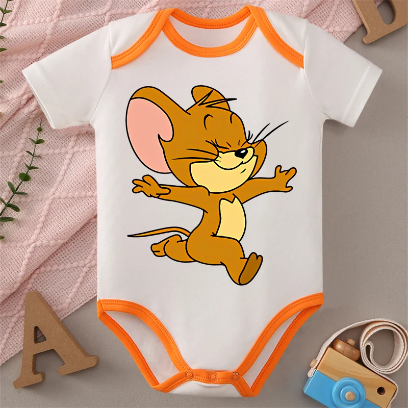 

Том и Джерри MINISO 100% хлопок с милым принтом, детский комбинезон, мягкий боди для новорожденных 0-12 месяцев, лучший подарок для ребенка