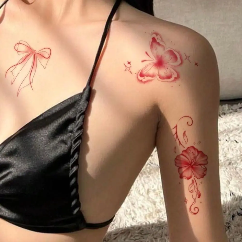 Waterproof Butterfly Temporary Stickers Realistic Sweat Resistant Fake Stickers Floral Pattern Decorative Skin Stickers