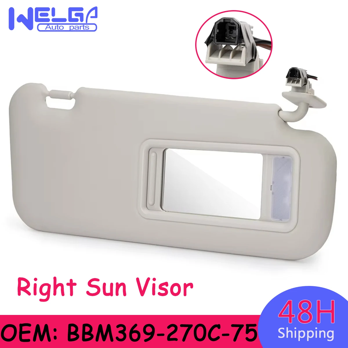 

BBM3-69-270C-75 BBM2-69-320C-75 For Mazda 3 2010 2011 2012 2013 New Right Sun Visor Grey With Light BBM269320C75 Car Accessories