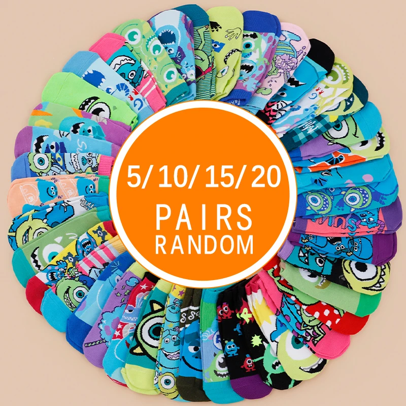 5/10/15/20 Spring/Summer Unisex Cute Cartoon Pattern Multifunctional Soft And Comfortable Casual Breathable Straight Leg Socks