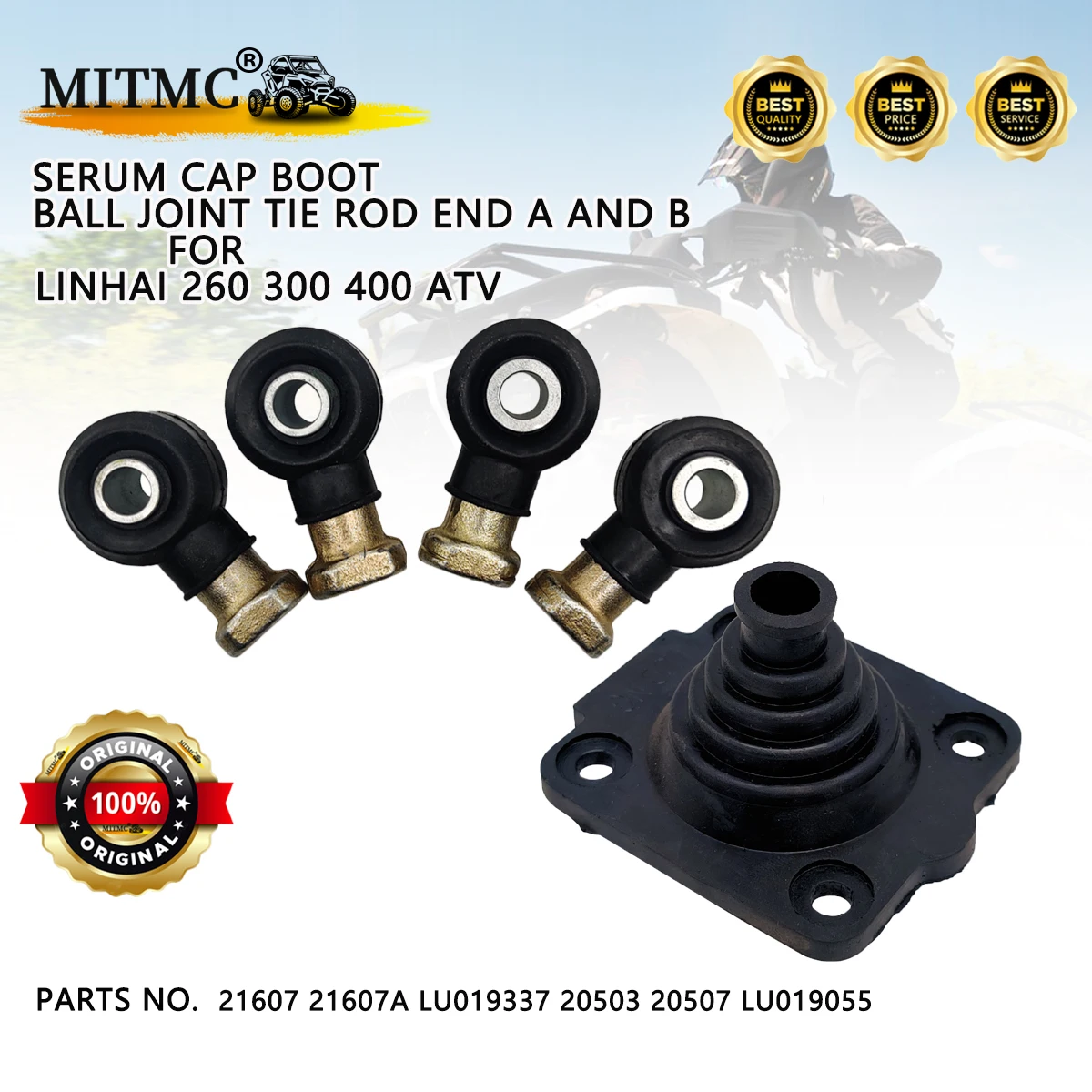 

Original Serum Cap BOOT ，Ball Joint Tie Rod End A and B For Linhai 260 300 400 ATV 21607 21607A LU019337 20503 20507 LU019055