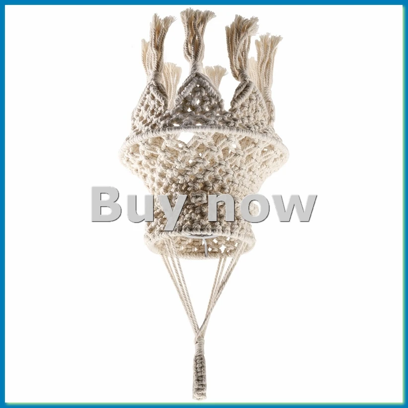 Macrame Lamp Shade Boho Hanging Pendant Light Cover, Chandelier Shade for Bedroom Living Room Nursery Dorm Home Decor-A55K