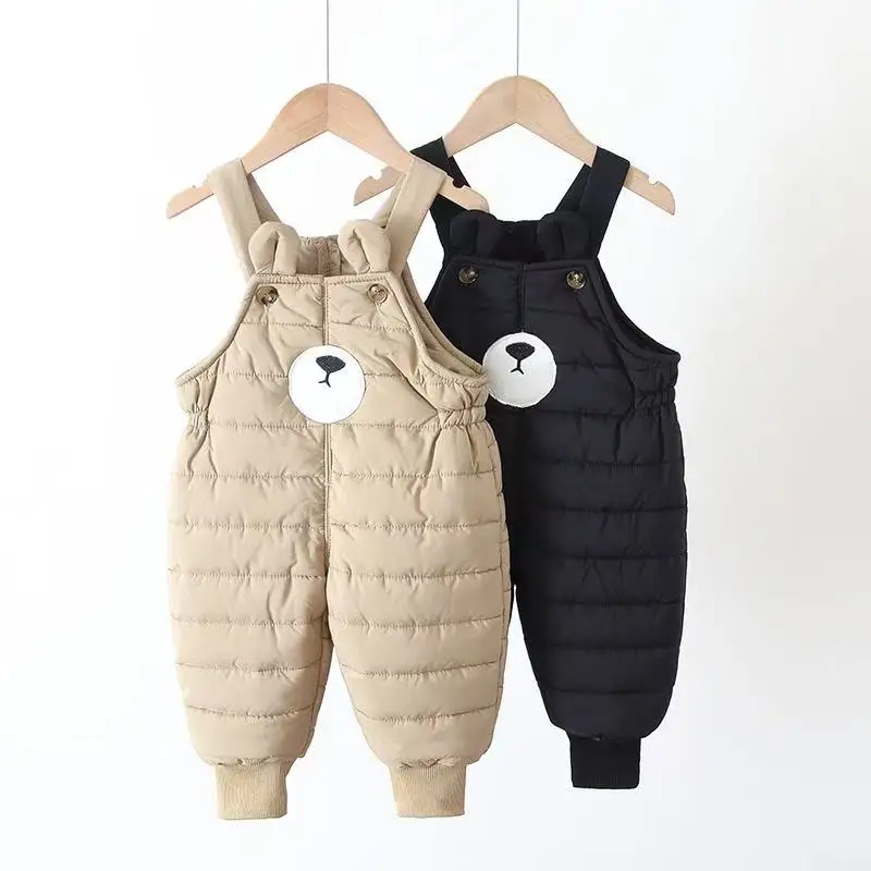 

Children's Down Cotton Pants Children's Winter New Style Shoulder Strap Cotton Pants Cartoon Warm Pants Male and Female Babies