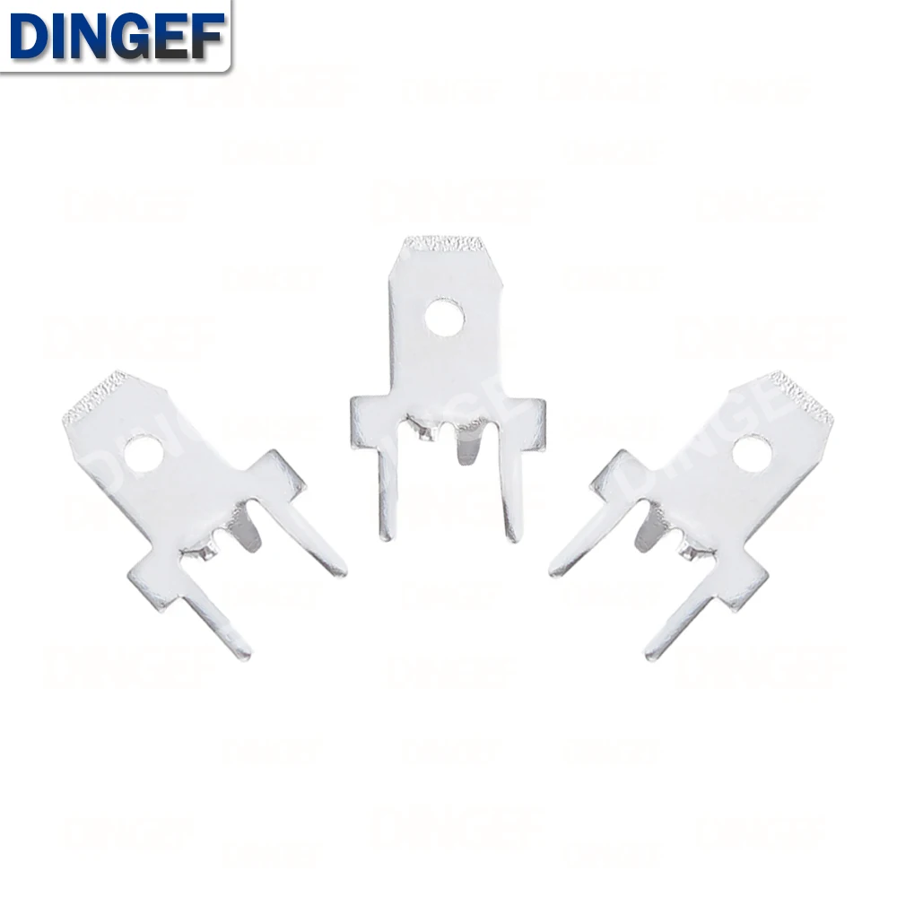 100PCS 4.8mm 6.3mm PCB Spade Terminal Connector Cold Press Tab Solder Lug Male Crimp Terminal Plate for Circuit Board dingef