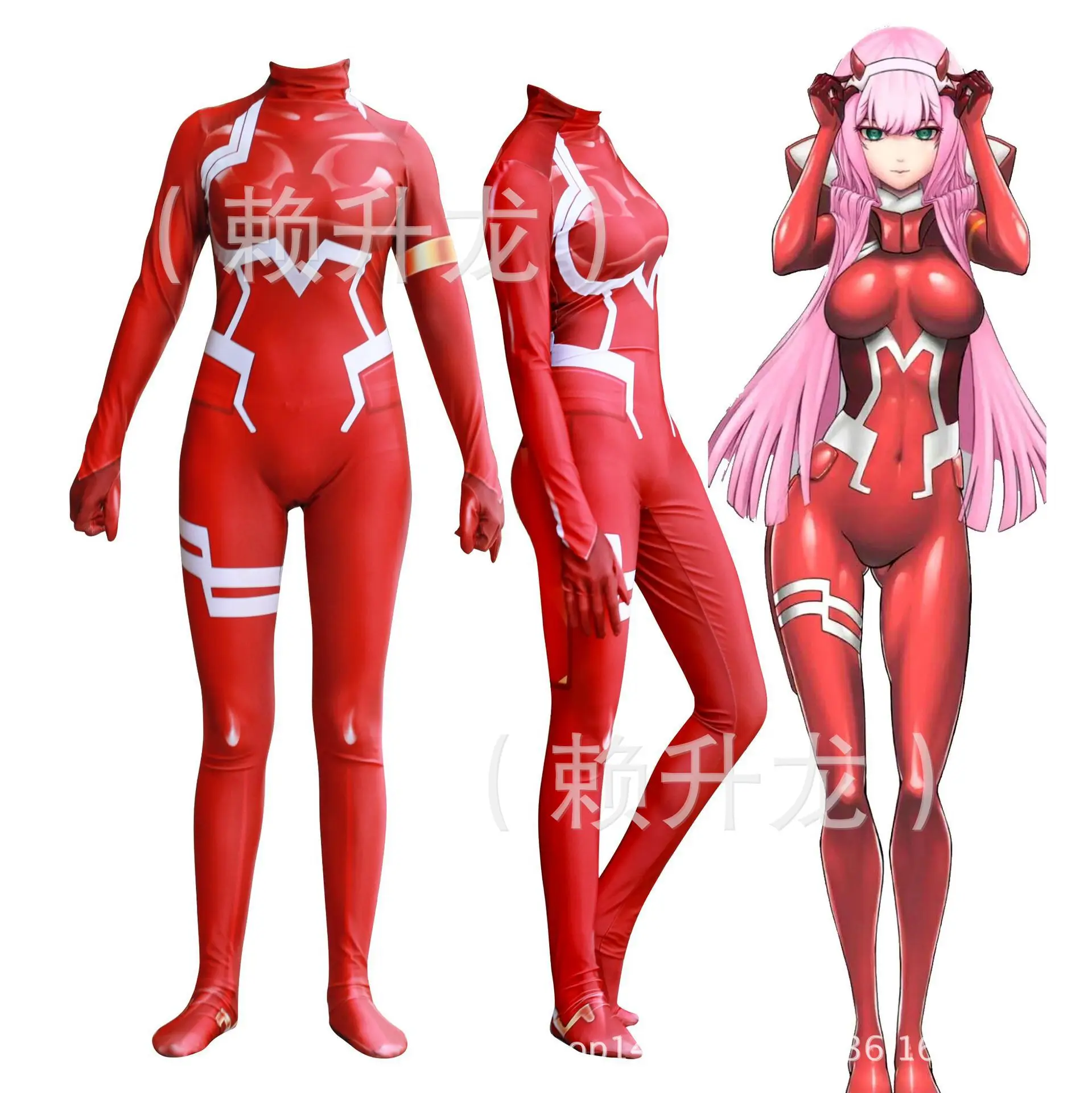 Querida na fantasia Cosplay Franxx, Macacão apertado, Roupa de festa de Halloween, 1 Pc, 02