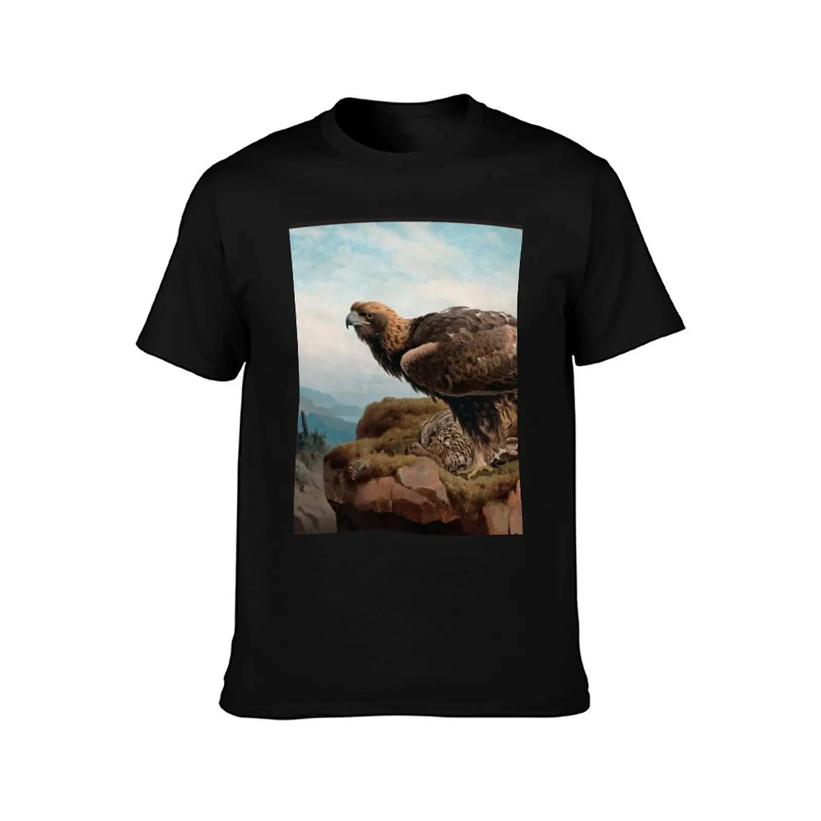 Golden Eagle at Cliff's Edge by Ferdinand von Wright T-Shirt Summer Casual Cotton Tee Oversized Streetwear Tops 100% Cotton