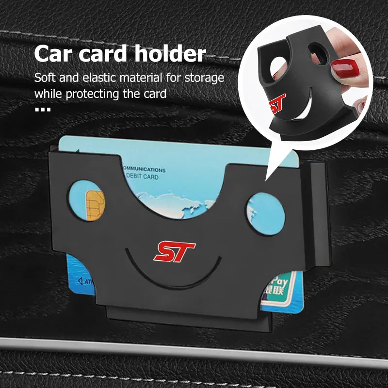 Portatarjetas multifuncional para coche, soporte adhesivo para tarjetas, soporte para billetes, almacenamiento de papel de identificación para Ford ST Focus Fiesta Ranger Escort