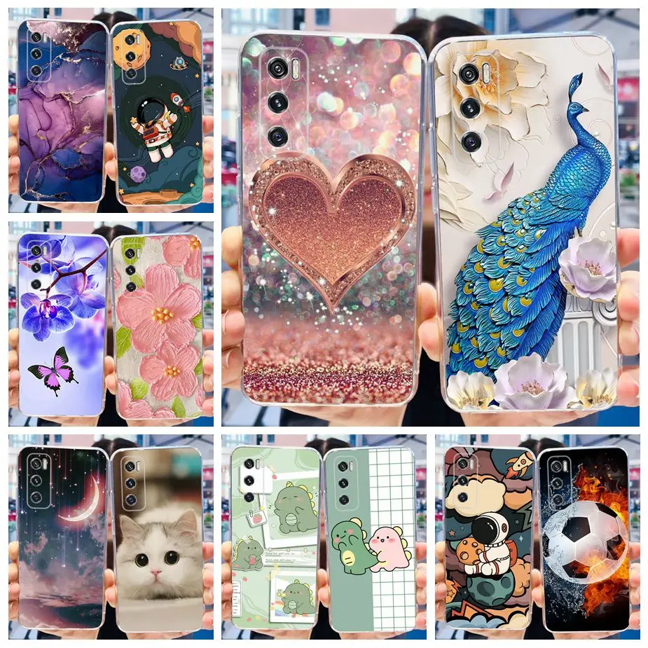 Casing ponsel silikon bening untuk Vivo V20 SE, casing ponsel silikon bening motif bergaya V2022 untuk Vivo V20 SE V20SE Fundas lembut 6.44 inci Bumper