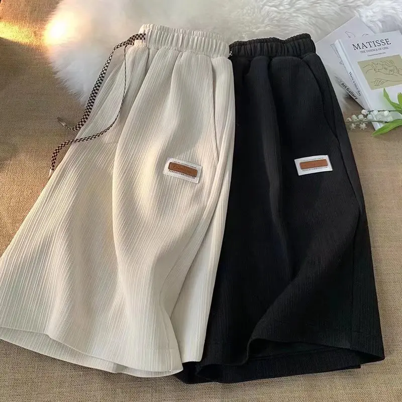 Pantalones cortos informales de seda de hielo para hombre, transpirables y con estilo, para verano