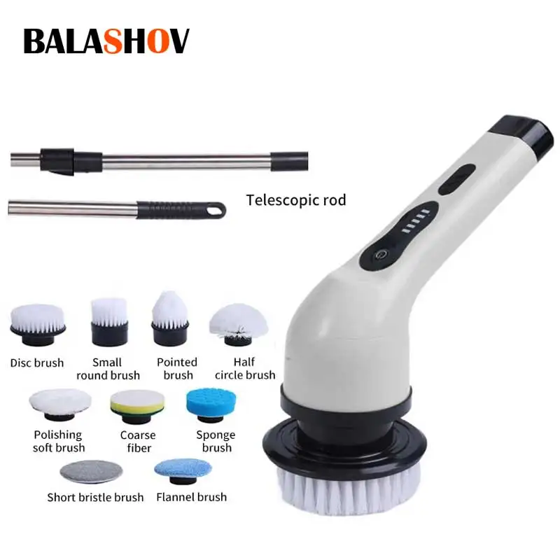 9-in-1 Electric Cleaning Brush USB Electric Spin Cleaning ScrubberAdjustable Electric Cleaning Tools Kitchen Bathroom Cleaning