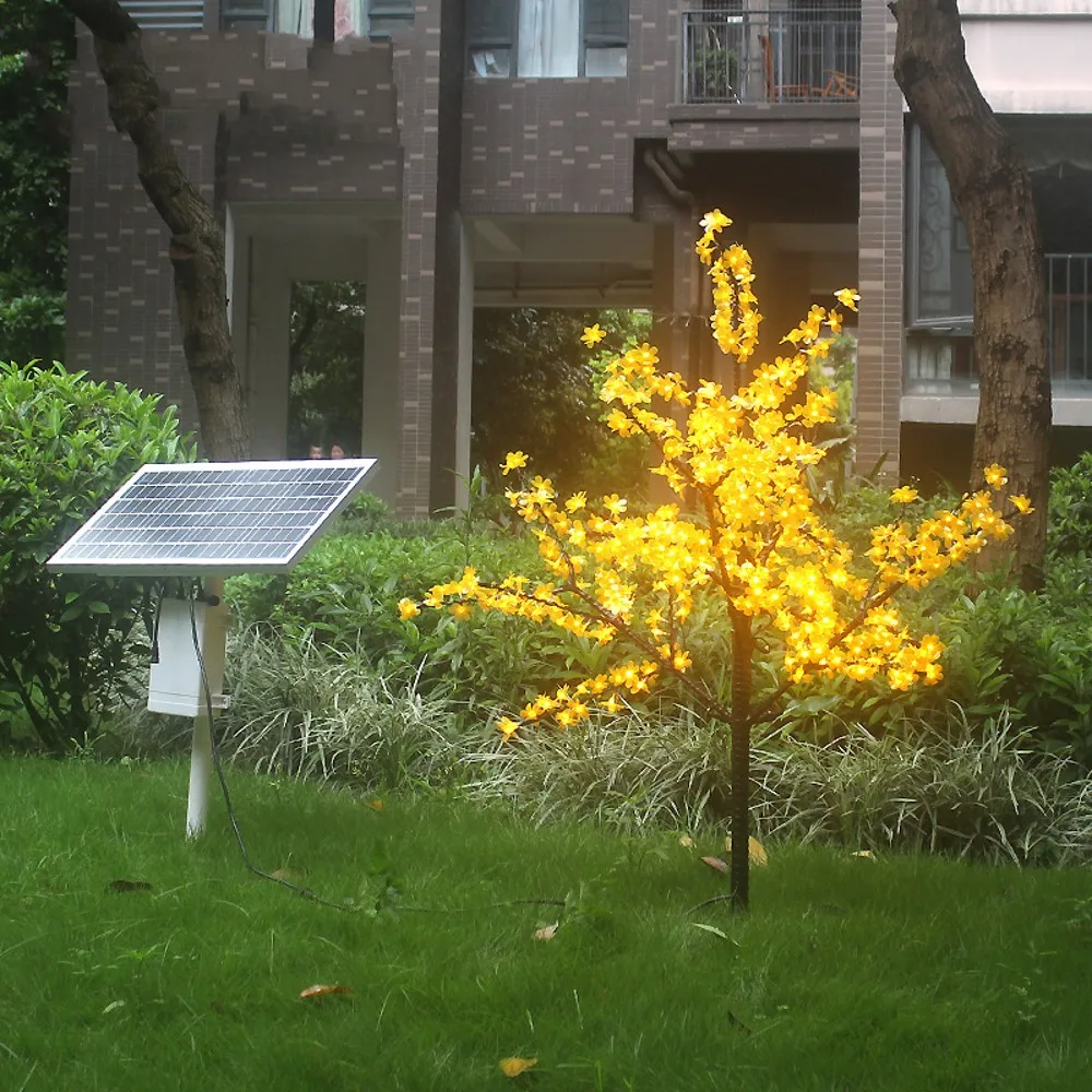 Solar Cherry Blossom Tree Light Christmas Tree Lamp Waterproof Garden Light 1.5M 1.8M Garland Landscape Lights