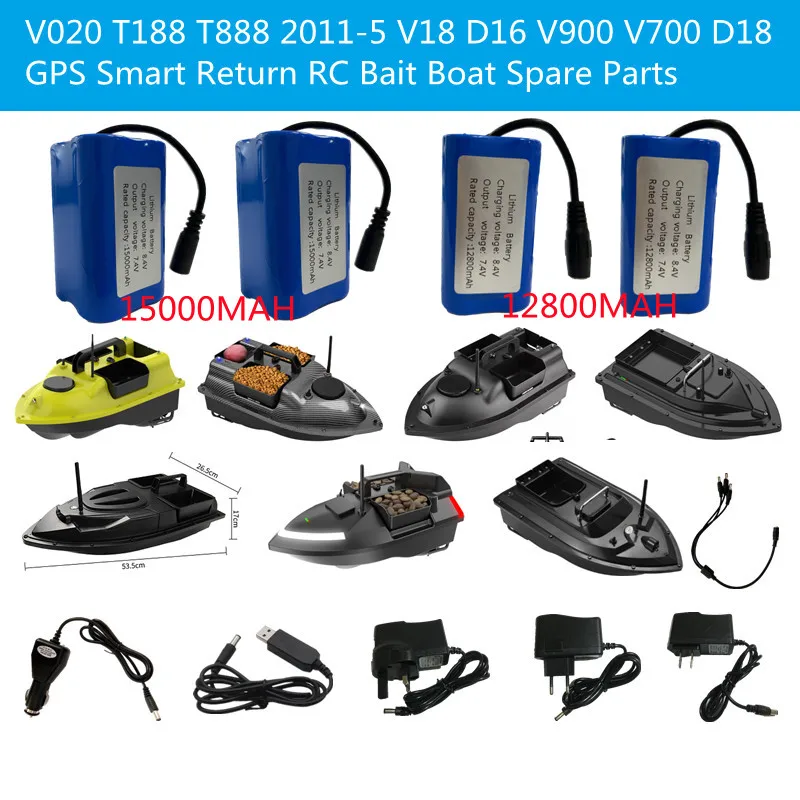 V020 T188 T888 2011-5 V18 D16 V900 V700 D18 40GPS Independent 3 Hopeer RC Bait Boat Spare Parts 7.4V Battery/3-In-1 Line /USB