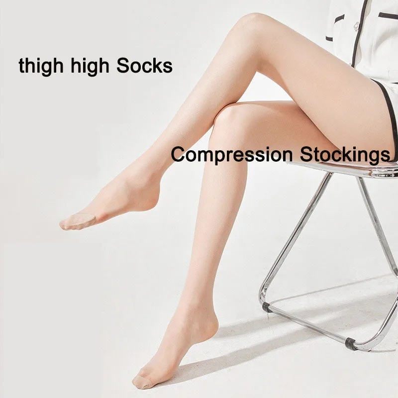 

Plus size Compression Stockings thigh high Socks women's tights See-through flesh light pantyhose skin effect Sunscreen coolness