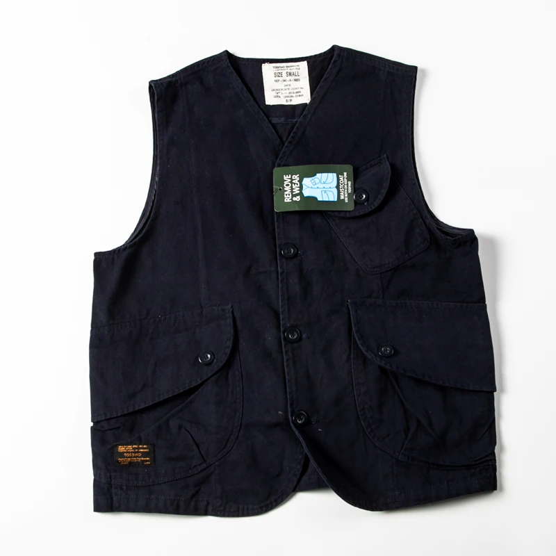Retro Japanese Sle Loose Casual Men's Vest Multi-ket Workwear Jaet Street Sle Outerwear for Youth All Seasons