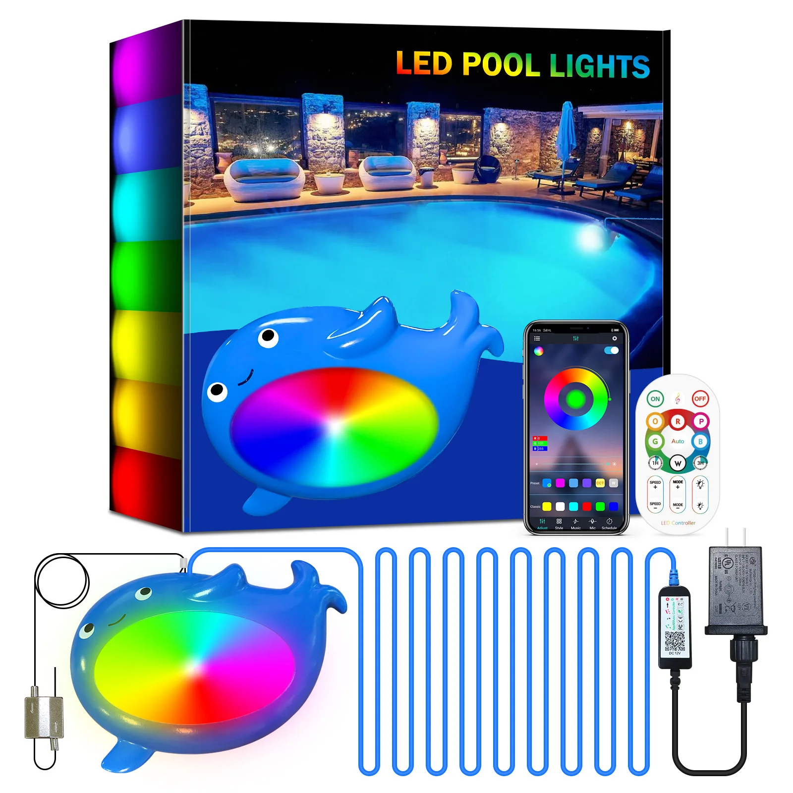 LED Wall Hanging Swimming Pool Light Underwater Colorful RGB Pool Swimming Pool Wall Light Underwater Remote Control Light