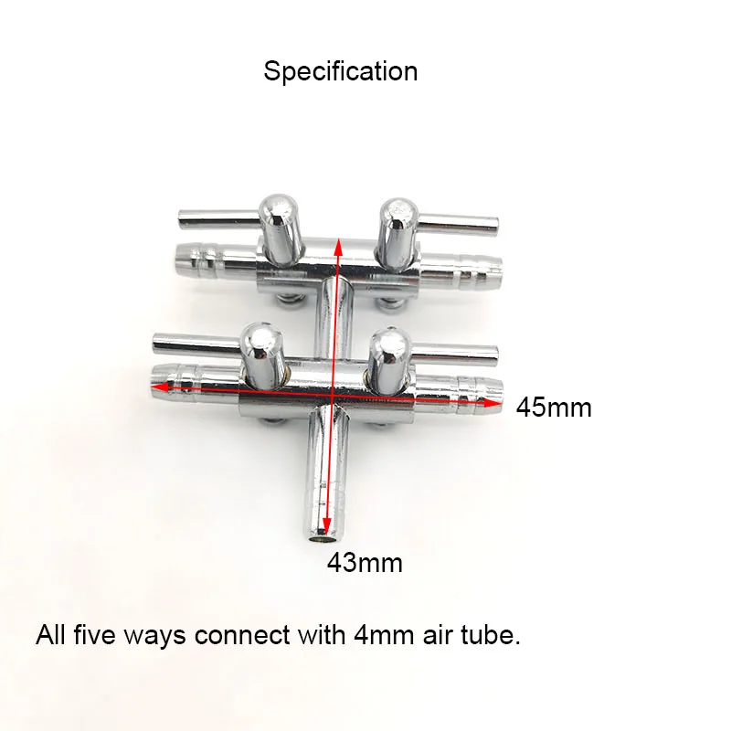 Stainless Steel 5 Ways Aquarium Air Splitter Valve Fish Tank Air Pump Flow Splitter Distributor Pump Tap Lever Control Switch