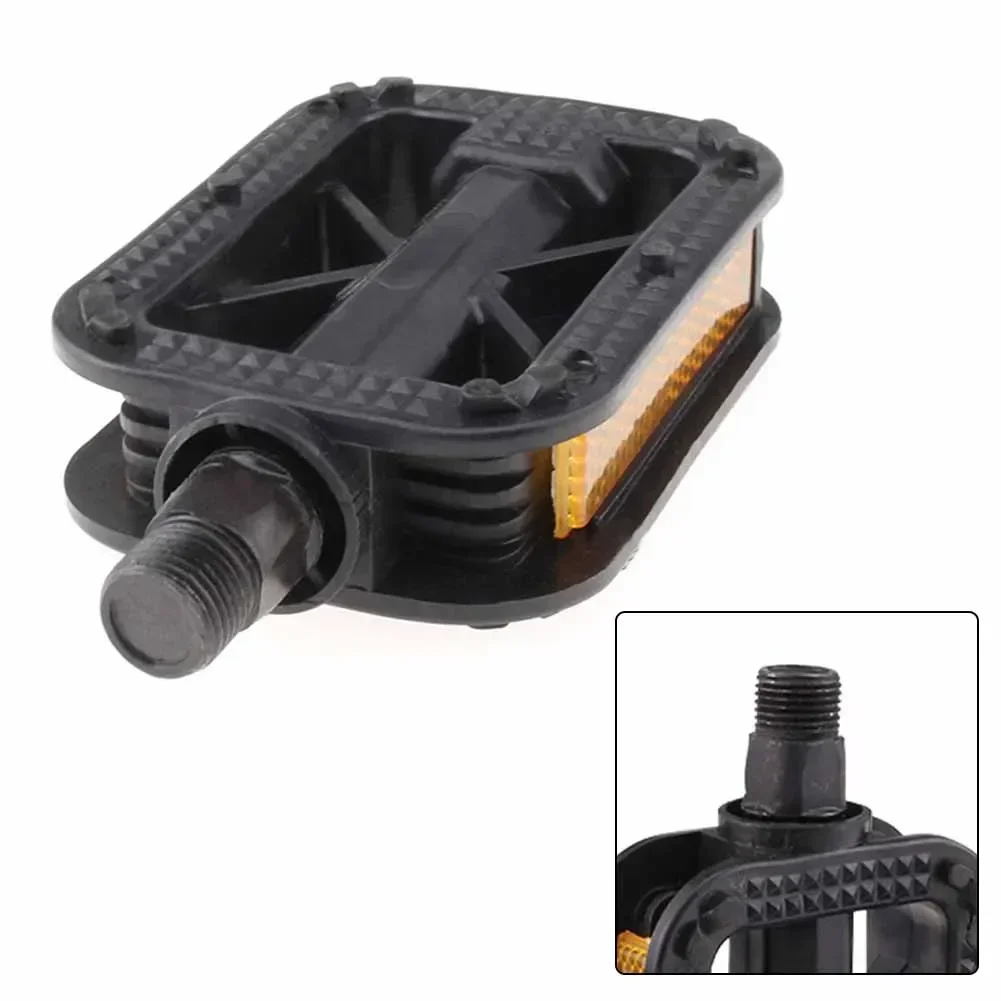 Bicycle Pedals Plastic Pedals With Reflector Stripe For Kid\'s Bike Anti-Slip Flat Foot Pedal Cycling Replacement Accessories