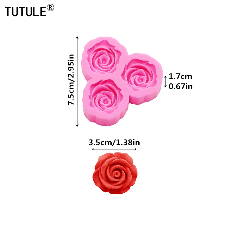 3D Rose floral Large Small Resin Accessories Silicone Molds DIY floral resin phone case head rope mold flower Chocolate Mold