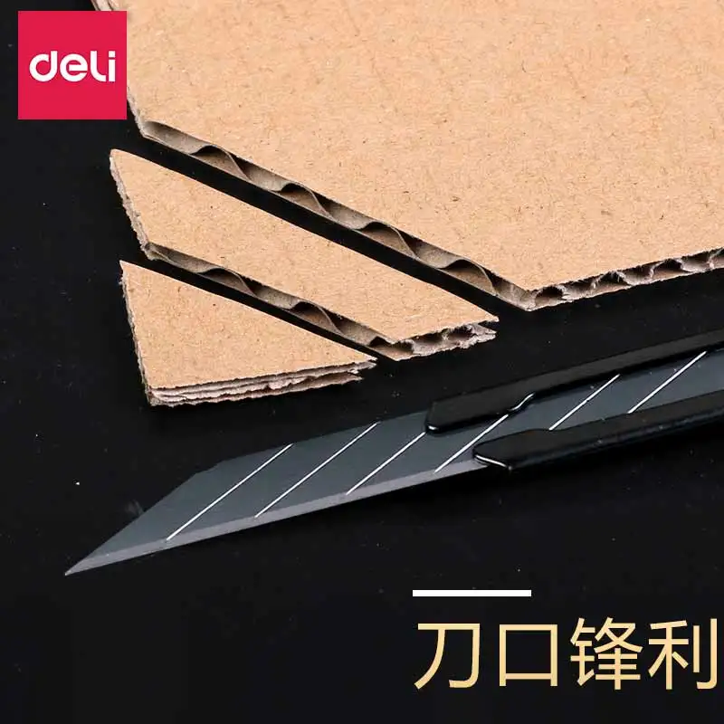 Deli Utility Knife Metal Portable Small Paper Cutter Self-Lock Design Fixed Blade Knife School Office Pocket Knife Hand Tools