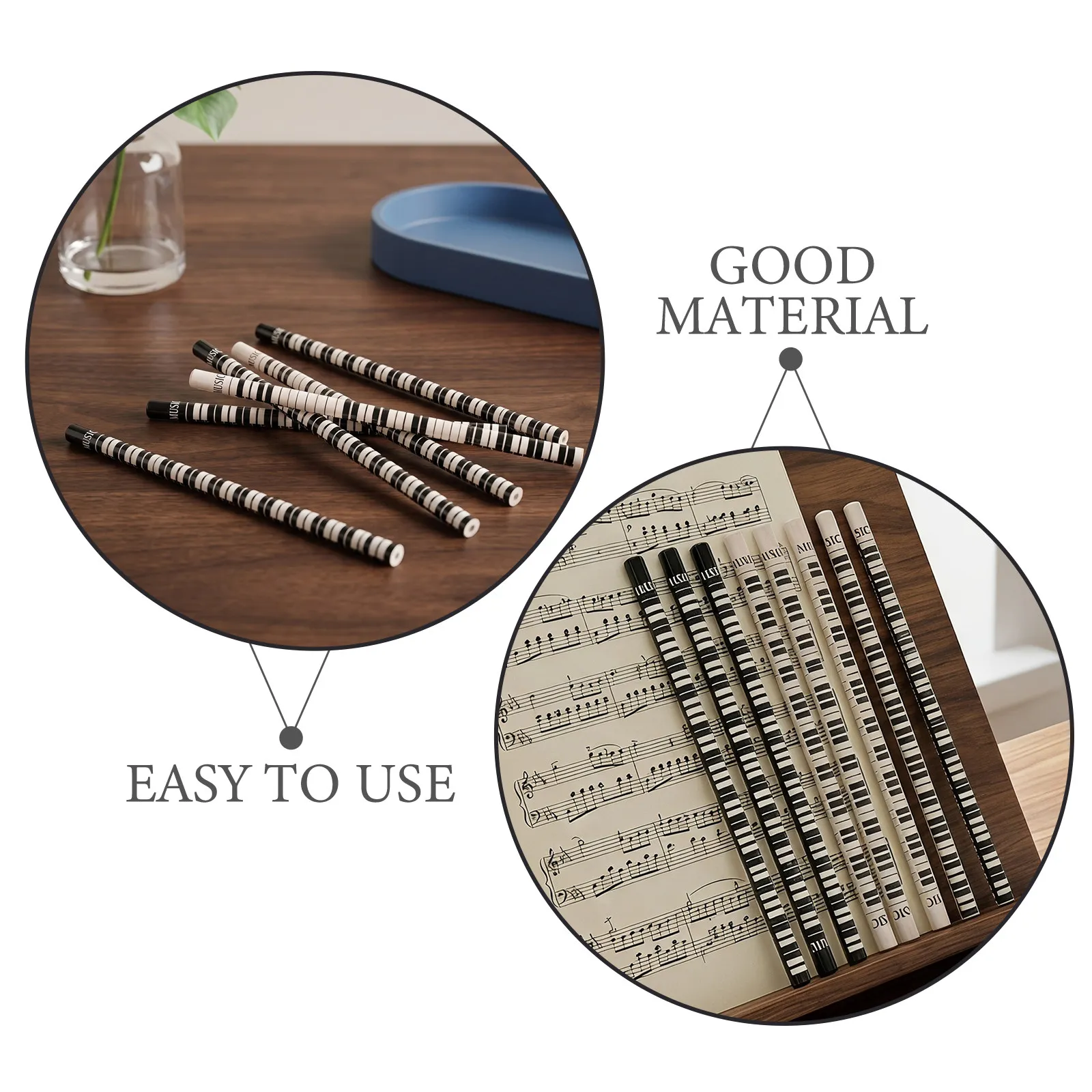 1Set Music Note Pencil For School Writing Supplies Christmas Stocking Fillers Black White Piano Students