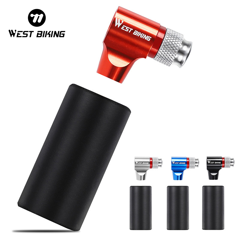  WEST BIKING CO2 Pump For Bicycle Schrader Presta Adapter Bike Pump Inflator Aluminum Tire Tube Mini Hand Pump NO CO2 Cartridge 