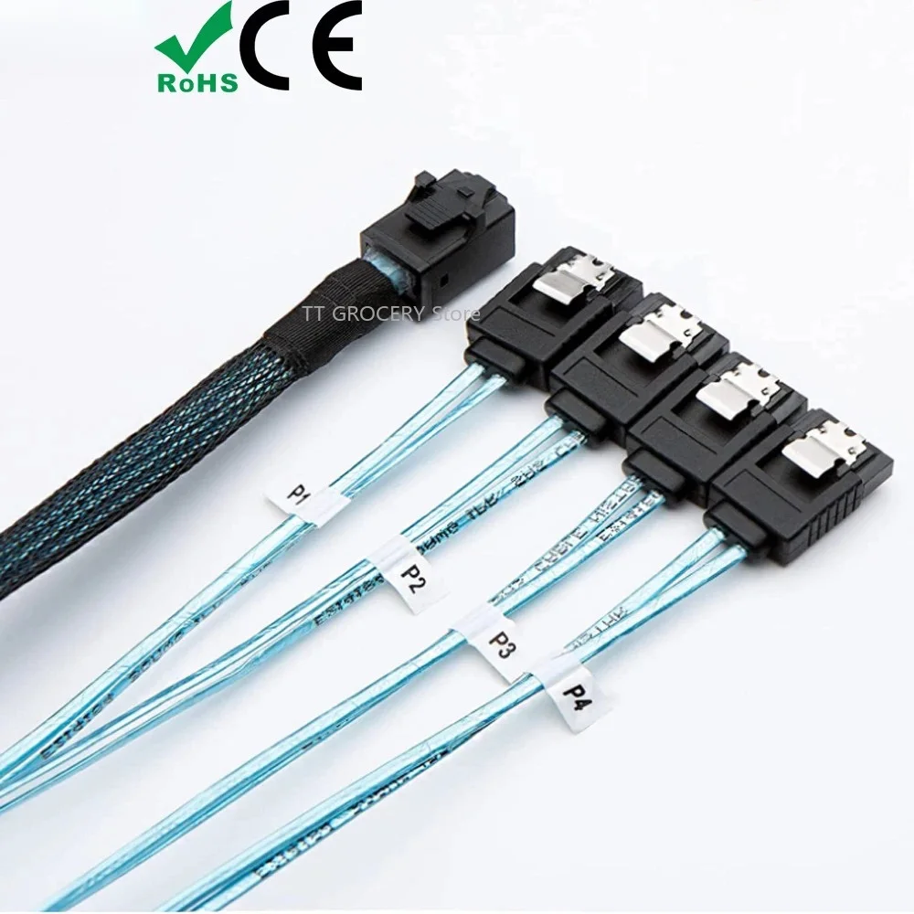 SFF-8643 Mini SAS To SATA Cable Mini HD Breakout Cable SFF 8643 4X SATA Cable