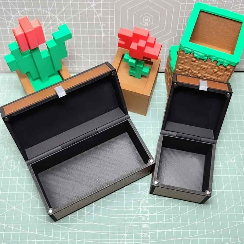 MineCraftion-caja de almacenamiento de escritorio para joyería, llaves, dulces, organizador de monedas, decoración divertida para el hogar, escritorio, adorno creativo, caja de juguetes