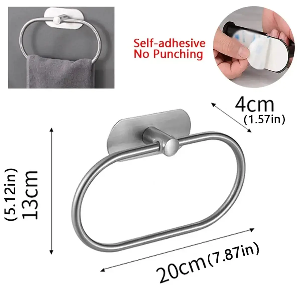 Stainless Steel Towel Holder Ring Rail Bar Stainless Steel Tissue Holder