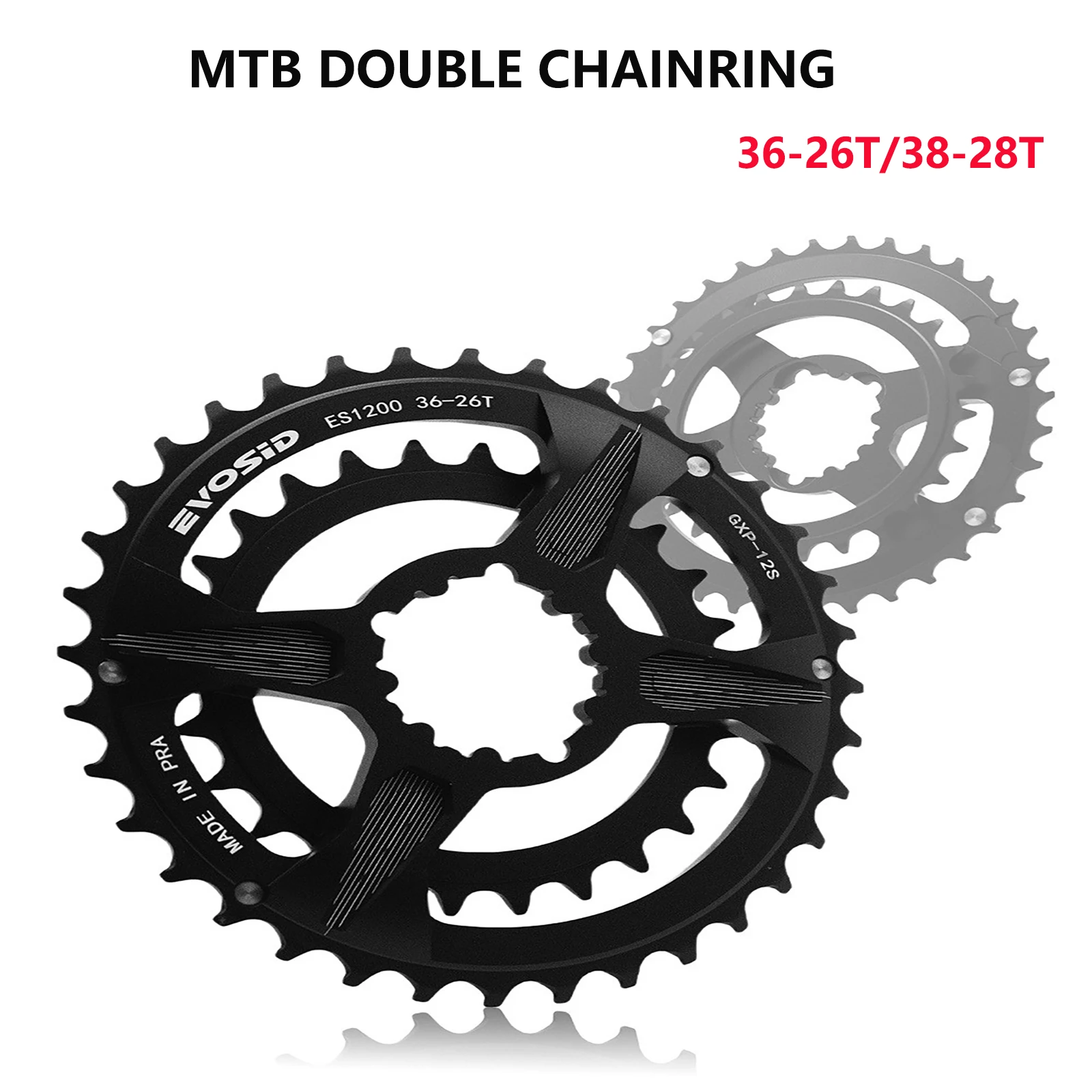 

EVOSID MTB Bike Chainwheel 2 x 10 / 11 / 12s Chainrings 36-26T 38-28T For GXP XX1 X9 XO X01 gx Eagle NX