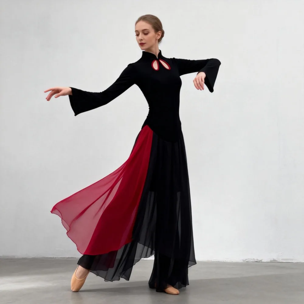 2025 Neues Chinesisches Klassisches Tanzkostüm für Frauen, Volkstümliches Modernes Performance-Outfit für Training & Bühnenauftritte – Detail 1