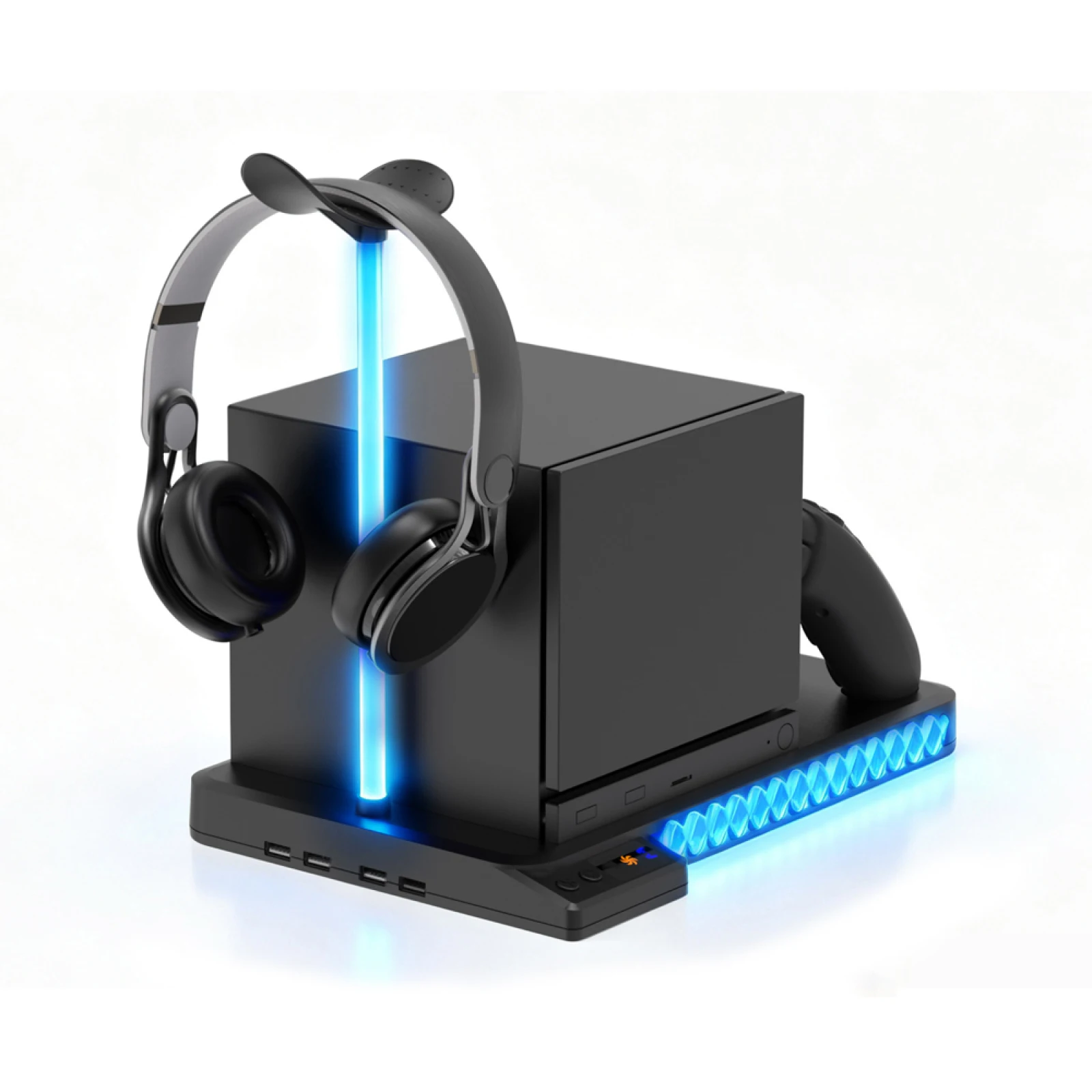 Cooling Charging Dock for Steam Machine,Dual Fan RGB LED 3 Port USB Hub Headset Stand Fast Charge while Playing,Charging Station