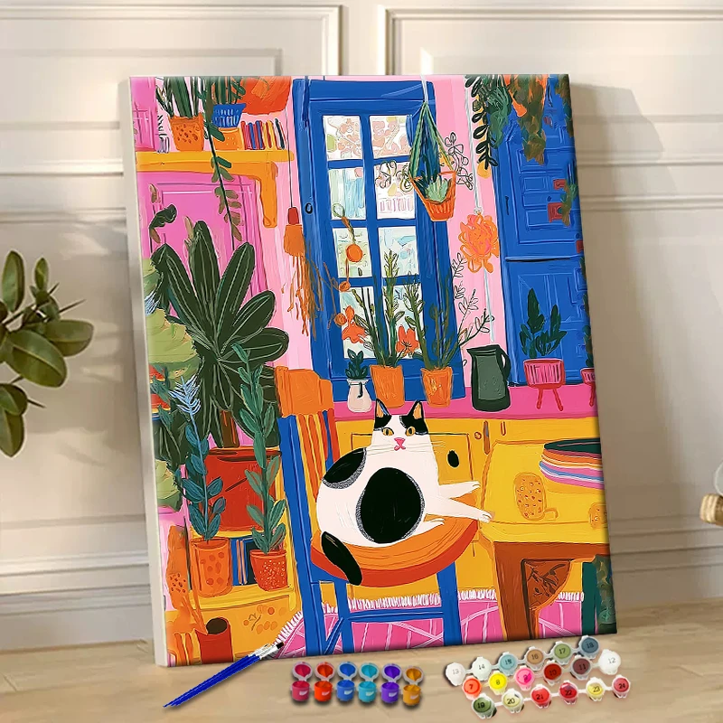 

Картина по номерам для гостиной, кошки, акриловая краска, холст, дропшиппинг, портрет, семейные детские фото, рождественские подарки