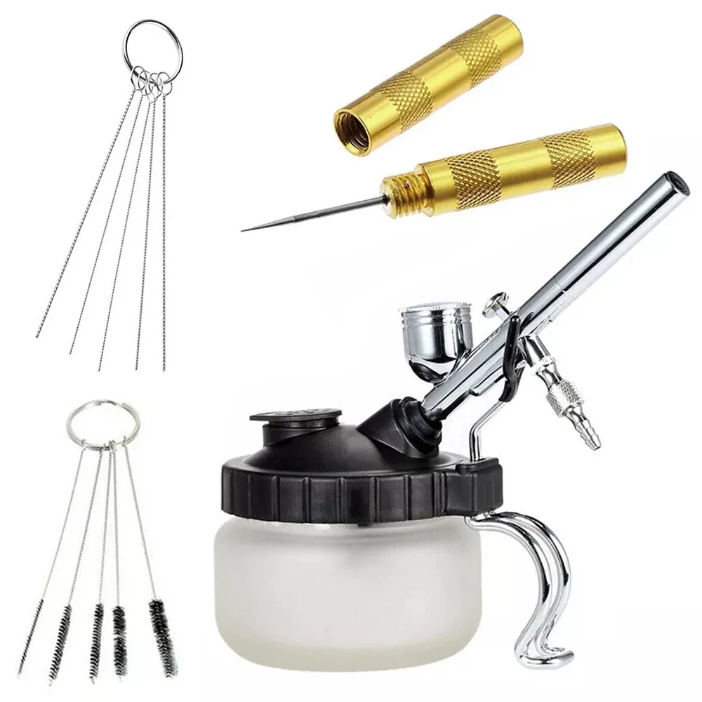 

Airbrush Cleaning Tools Kits for Spray Gun Airbrush Glass Jar Pot Glass Air Brush Holder Clean Parts Jar Bottle Needle Nozzle