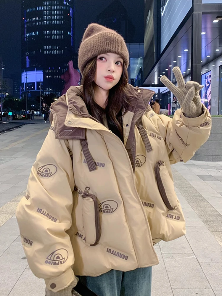 

i Color Thiened Winter Cotton Jaet Women's ort Sle Warm Coat Korean Version Loose Fit with ket Online Exclusive
