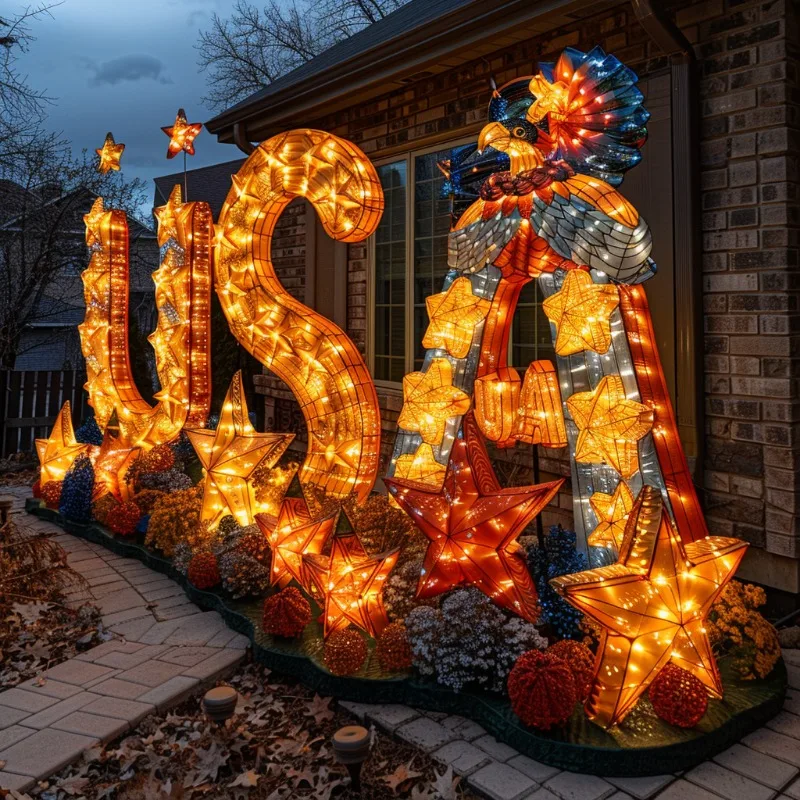 Purchase product USA Banner LED Light  Yard Decorations for Party Garden Yard Lawn Decor