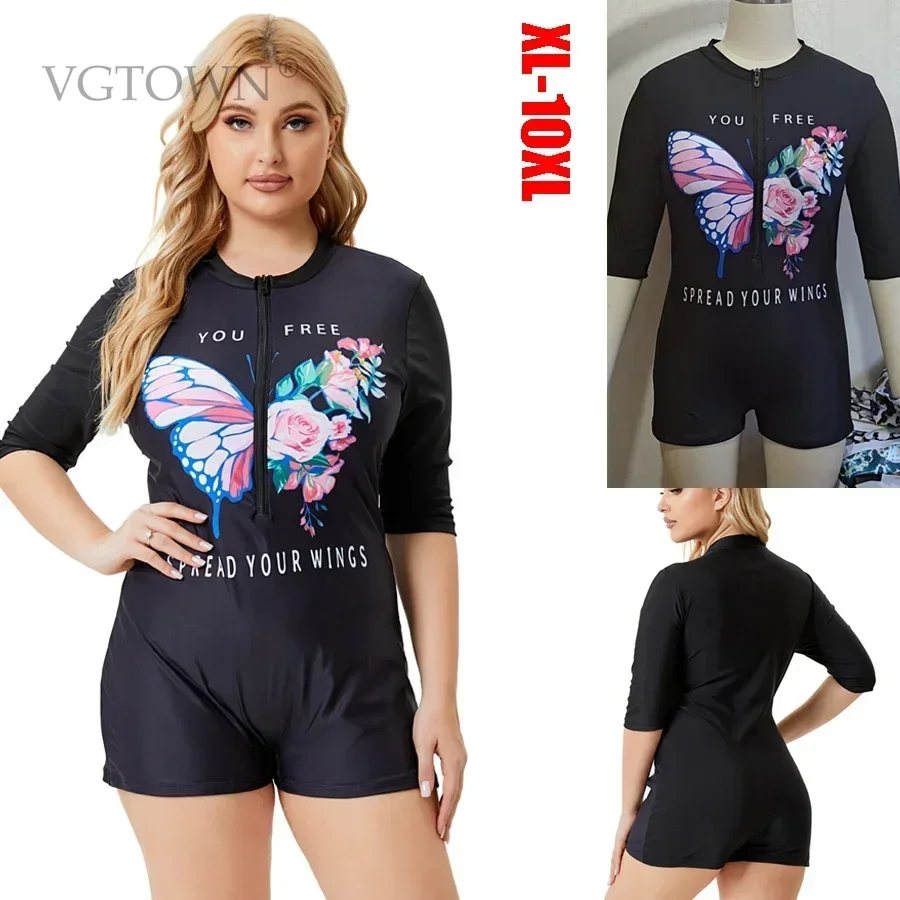 2025 New Plus Size 8XL 10XL long sleeve one piece swimsuit women bathing suits conjunto biquinis feminino trajes de baño mujer