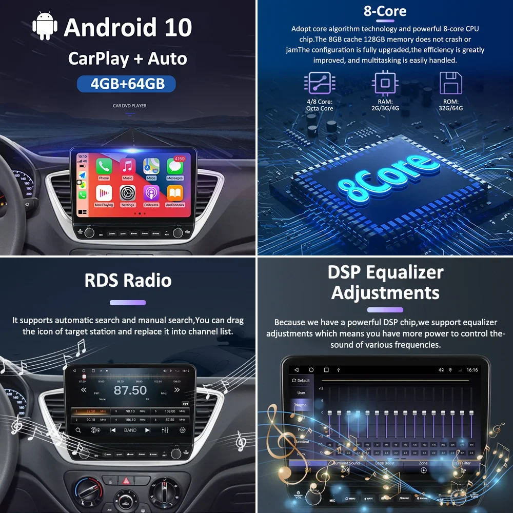 IPS Screen 4G+64G Android 10 LTE Car Radio Multimedia Player Navigation GPS For FIAT Doblo Opel Combo Tour 2010-2015 CarPlay HU