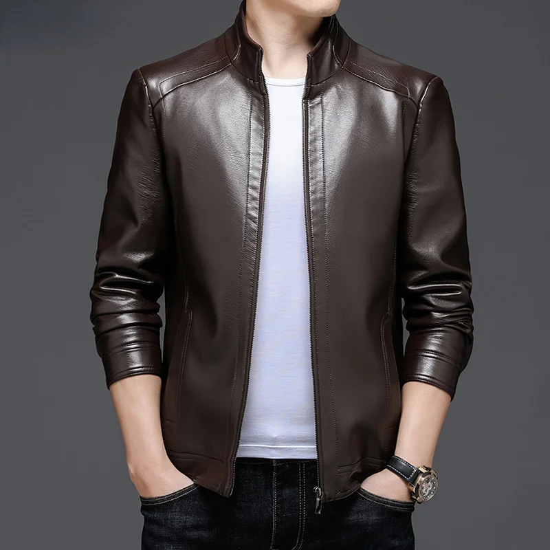 

Genuine Leather Jacket for Men Fall Winter Loose Business Casual Coats Men's Clothing Thickened Jackets Plush Chaquetas