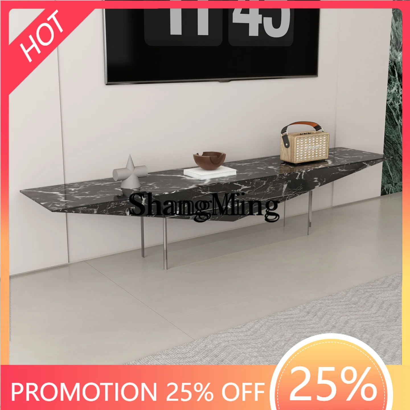 FG good-looking  light luxury high-end TV cabinet living room modern simple high-end luxury stone simple home