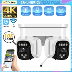 4K 8MP Outdoor PTZ IP Camera 10X Optical Zoom Human/Vehicle Detection WiFi Security Camera Night Vision Auto Tracking iCam365