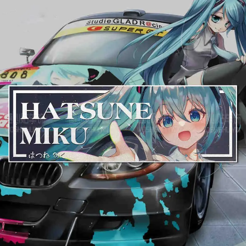 

New Hatsune Miku Japanese Cartoon Cartoon Car Stickers Body Blocking Scratches Electric Car Stickers
