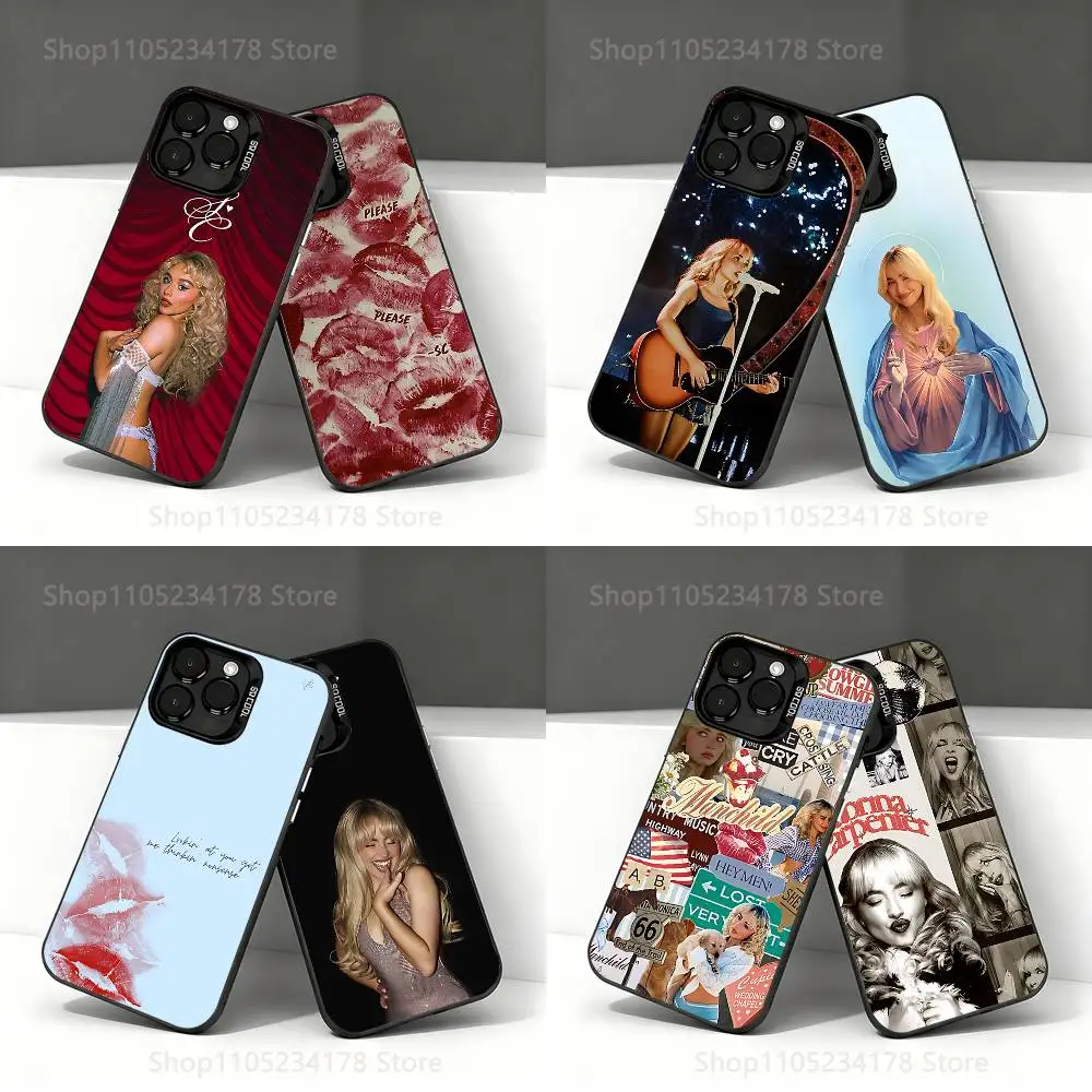 

Popular S-Sabrina Carpenter Black Phone Case Compatible with iPhone 17 16 15 14 13 12 11, Pro, Max, Plus, E, Air, Mini