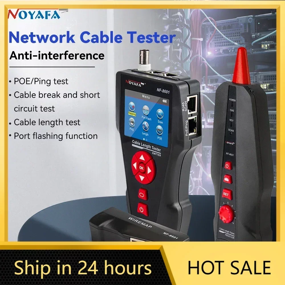 Noyafa NF-8601 Network Cable Tester Ethernet Cable Tracker with PoE/PING Function Measure Length Wiremap Tester Network Tools