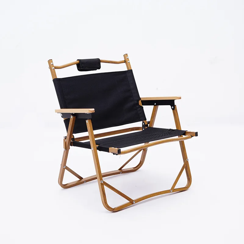 Camping Folding Chair Portable Outdoor Aluminum Alloy Wood-Grain Seat Fishing Stool Outdoor Folding Table Chair Set