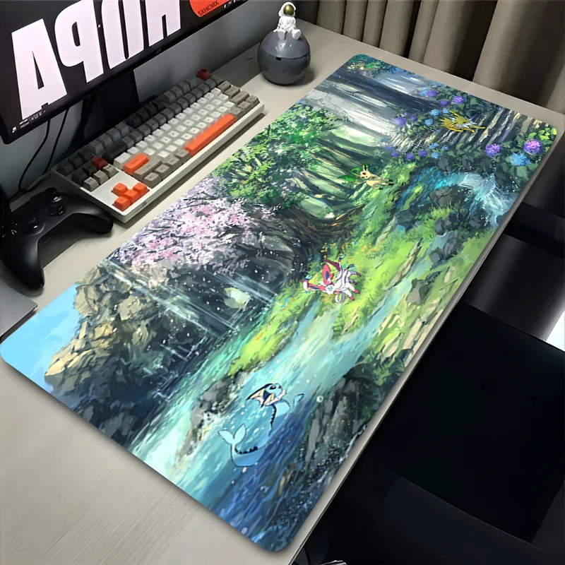 Large Pink Cute Mousepad XXL Gaming Computer Accessories P-pokemon Sylveon Keyboard Desk Mat Girl Gamer Mouse Pad Kawaii Carpet view 5