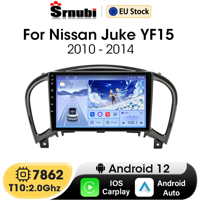 2Din Wireless Carplay Android 12 Car Radio for Nissan Juke YF15 2010 2011 2012 2013 2014 Multimedia Player Stereo GPS Head Unit